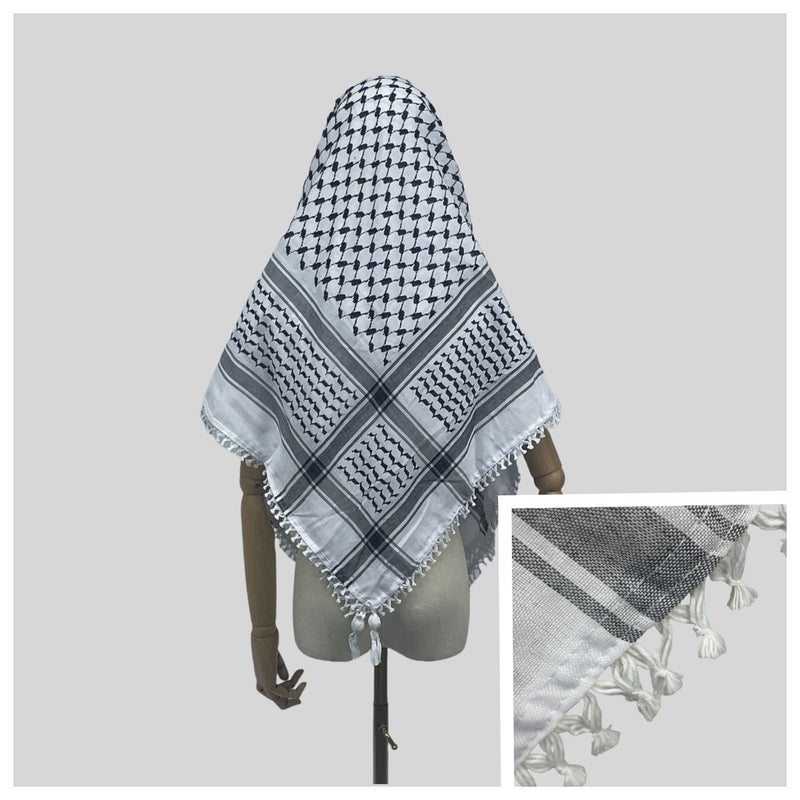 Arab Dubai Saudi Men'S Headscarf Black And White Tactical Desert Scarf Tassel Square Scarf Manufacturer - Image 2